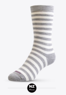 sock merino stripe cush wmn grey